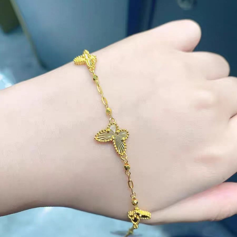 Gold Laser Butterfly Bracelet Women's New Style Ancient Style Fashion Exquisite Bracelet Advanced Sense Simple Bracelet For Girlfriends Gift