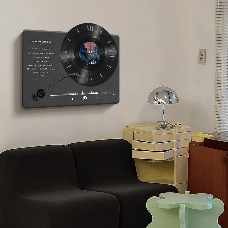 Vinyl Record Meter Box Decorative Painting Wall Clock High Sense Niche Art Distribution Box Painting Restaurant Creative Clock