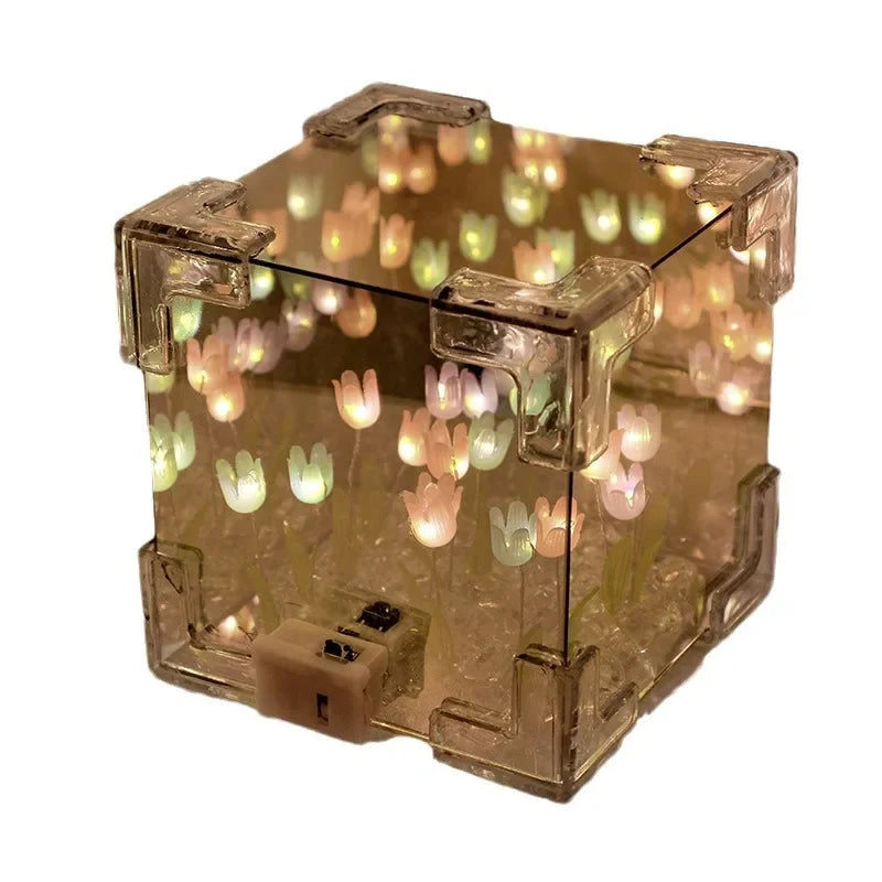 Rubik's Cube Tulip Finished Handmade Diy Flower Sea Stereo Nightlight Creative Student Gift For Girlfriend