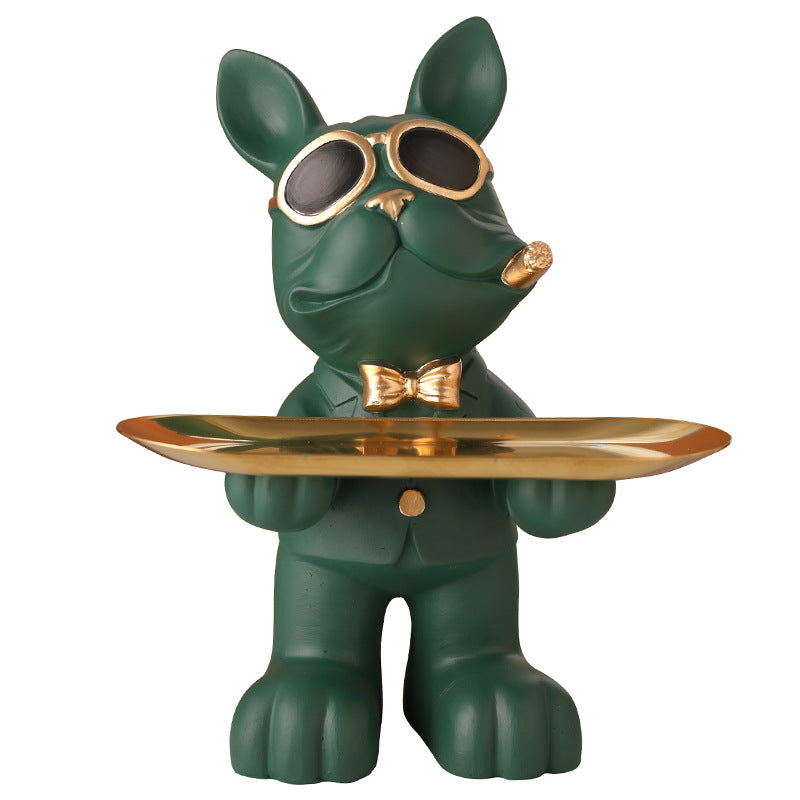 Bulldog Dog Storage Ornaments Entry Key Tray Front Desk Candy Plate Coffee Table Living Room Entrance Decorations
