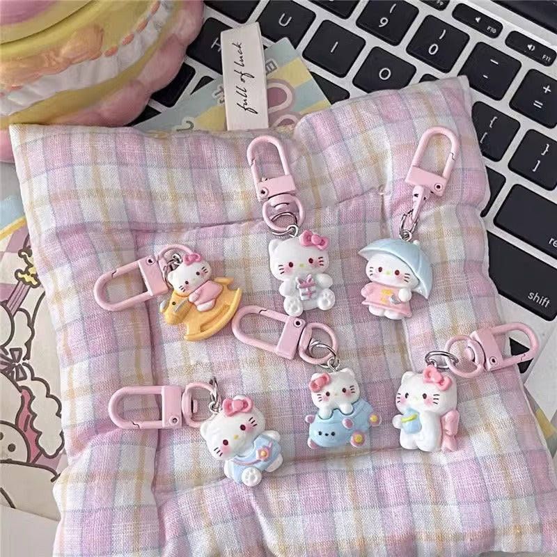 KT Cat Schoolbag Keychain Cartoon Cute Backpack Pendant Couple Small Gift Keychain Graduation Gift Wholesale