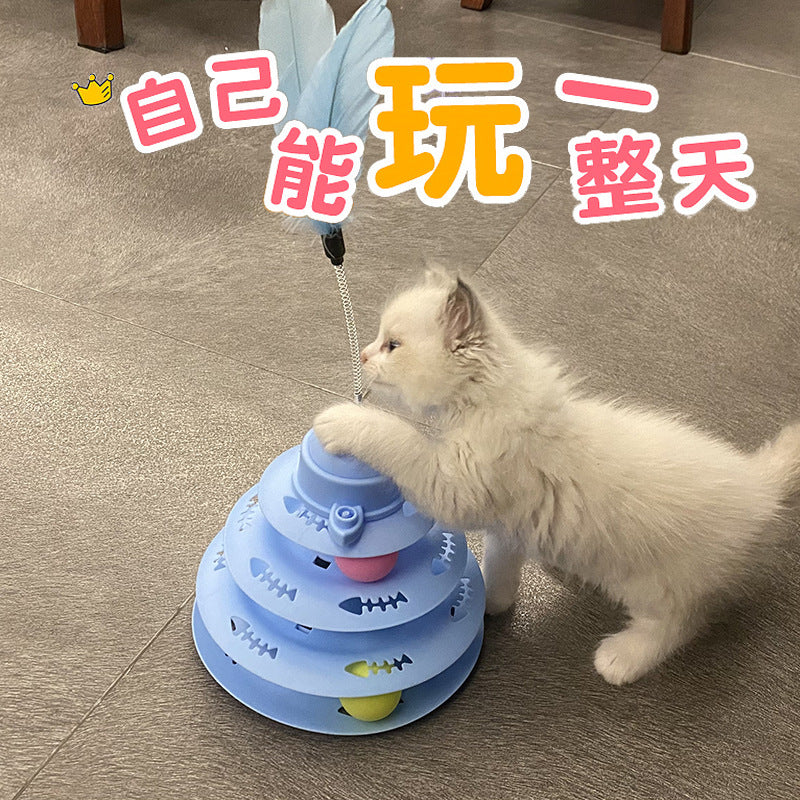 New Macaroon Color Four-layer Cat Turntable Cat Interactive Self-hi Boring Toy Educational Cat Toy Manufacturers