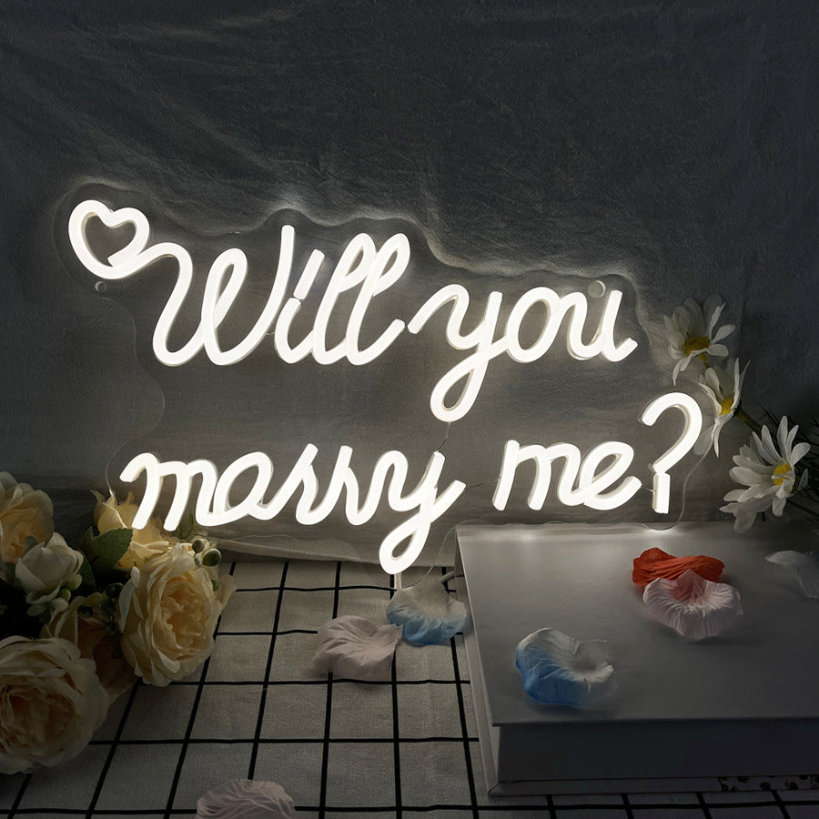 Oubang Marry Me Amazon Neon Light Custom Led Neon Light Sign Shape Proposal Letter Light Sign Customization