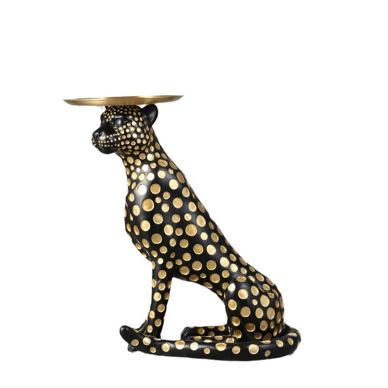 Large TV Cabinet Living Room Floor Decoration Hallway Entrance Sofa Tray Storage Sculpture Decoration Leopard