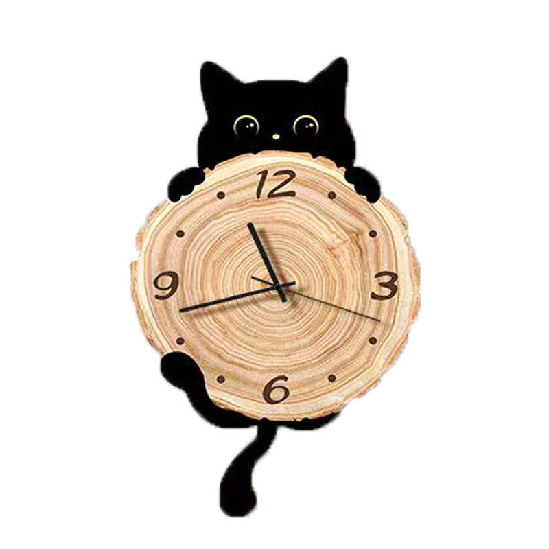 2024 New Cat Wall Clock Living Room Clock Wall Creative Mute Bedroom Dining Room Feeling Clock Decorative Painting