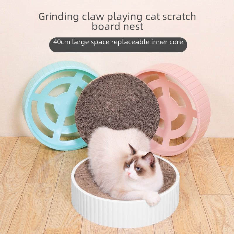 Cat Scratch Board Does Not Drop Crumbs Cat Nest Integrated Wear-resistant Round Cat Scratch Basin Corrugated Paper Replacement Core Large Wholesale Cat Scratch Pad