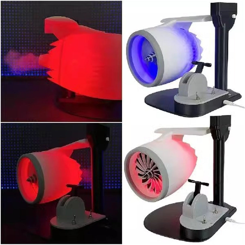 Turbofan Modeling Equipped With Fan Humidifying Red Desktop Spray Plug-in Tail Flame New Creative Desktop Turbofan
