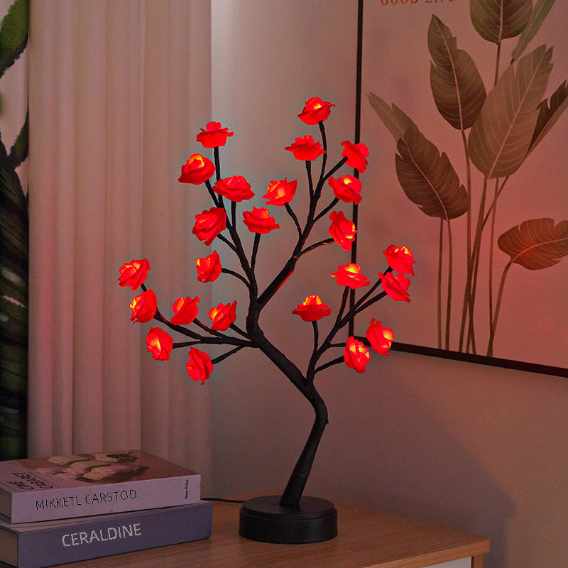 Cross-border Explosions Factory Direct USB Detachable LED Simulation Rose Tree Lamp Bedroom Gift Decoration Night Light