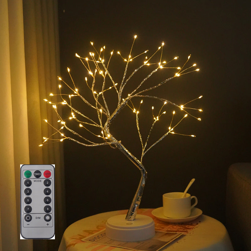 New Cross-border Explosions Led Remote Control 8 Function Copper Wire Lamp Pearl Tree Lamp Simulation Plum Blossom Christmas Light Night Light