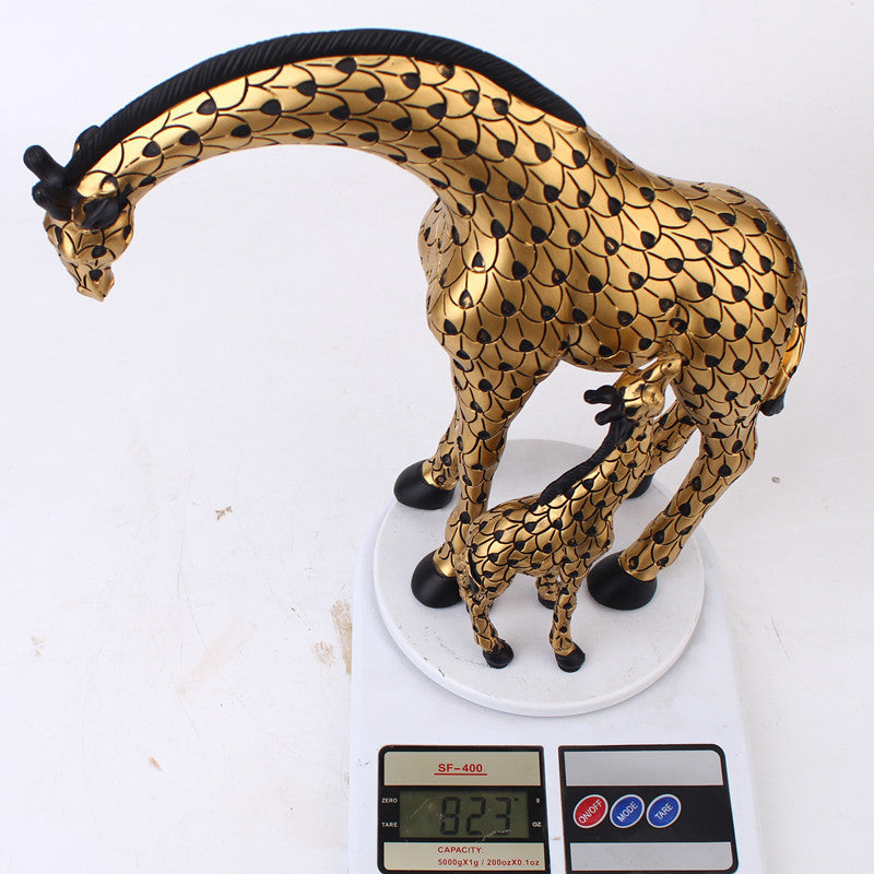 Cross-border New Resin Crafts European-style Mother-child Giraffe Home Living Room Study Wine Cabinet Decoration Wholesale