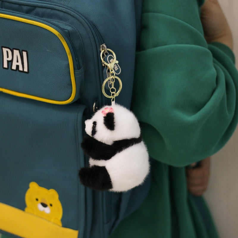 Cute Flower Panda Plush Toy Doll Backpack Small Pendant Bag Hanging Doll Gift Wholesale