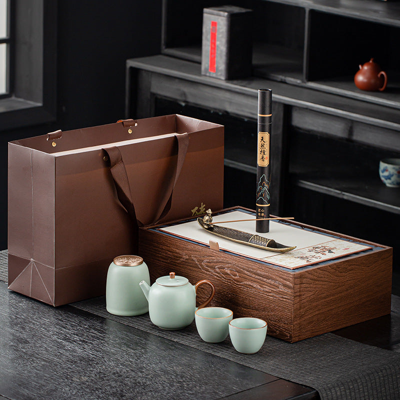 Antique Guofeng Ruyao Zhenzang Tea Set Business Gift Suit Company Enterprise Activities Accompanying Gift Employee Welfare Gift