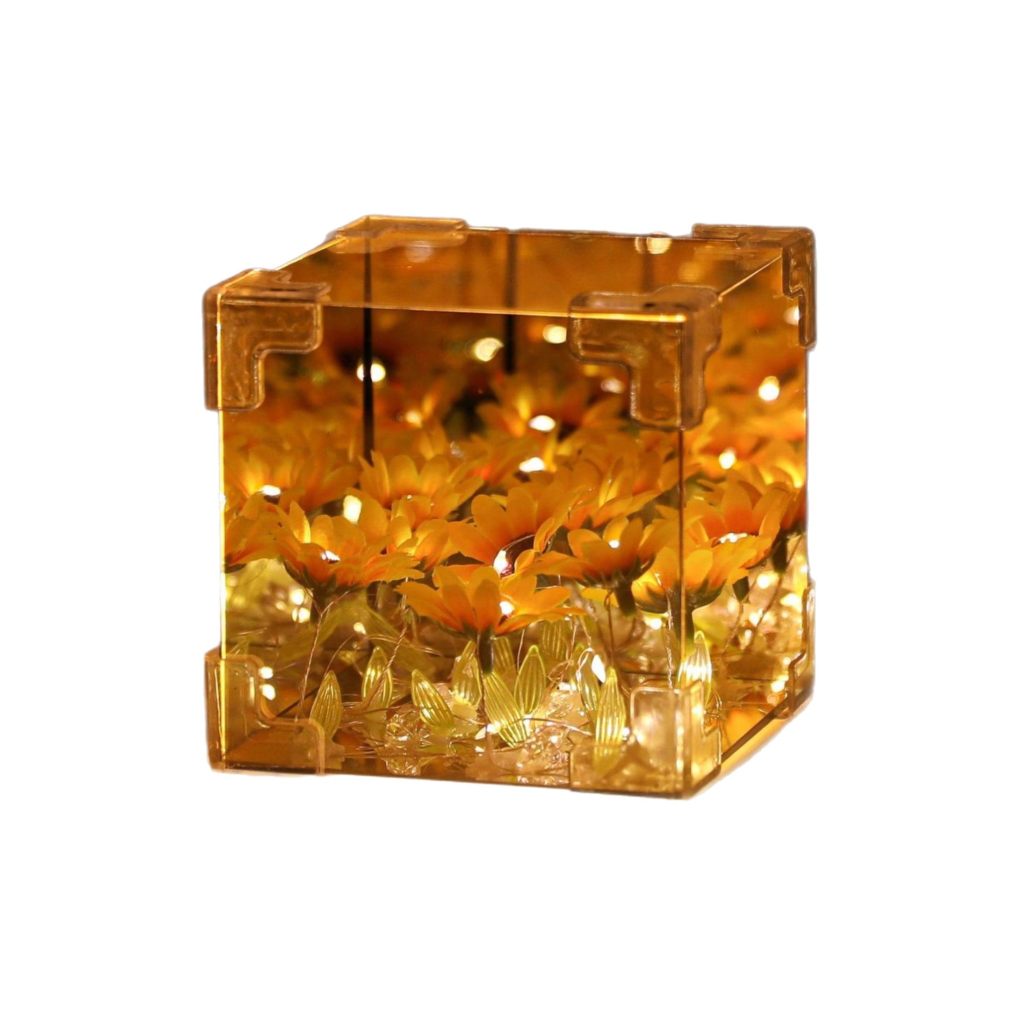 Cube Rubik's Cube Sunflower DIY Handmade Light Acrylic Lens Flower Sea Mirror Night Light Valentine's Day Gift