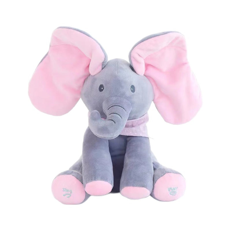 Peek-a-boo Singing Elephant Doll Pacifying Baby Doll Early Education Children's Singing Plush Toy Coax Baby Artifact
