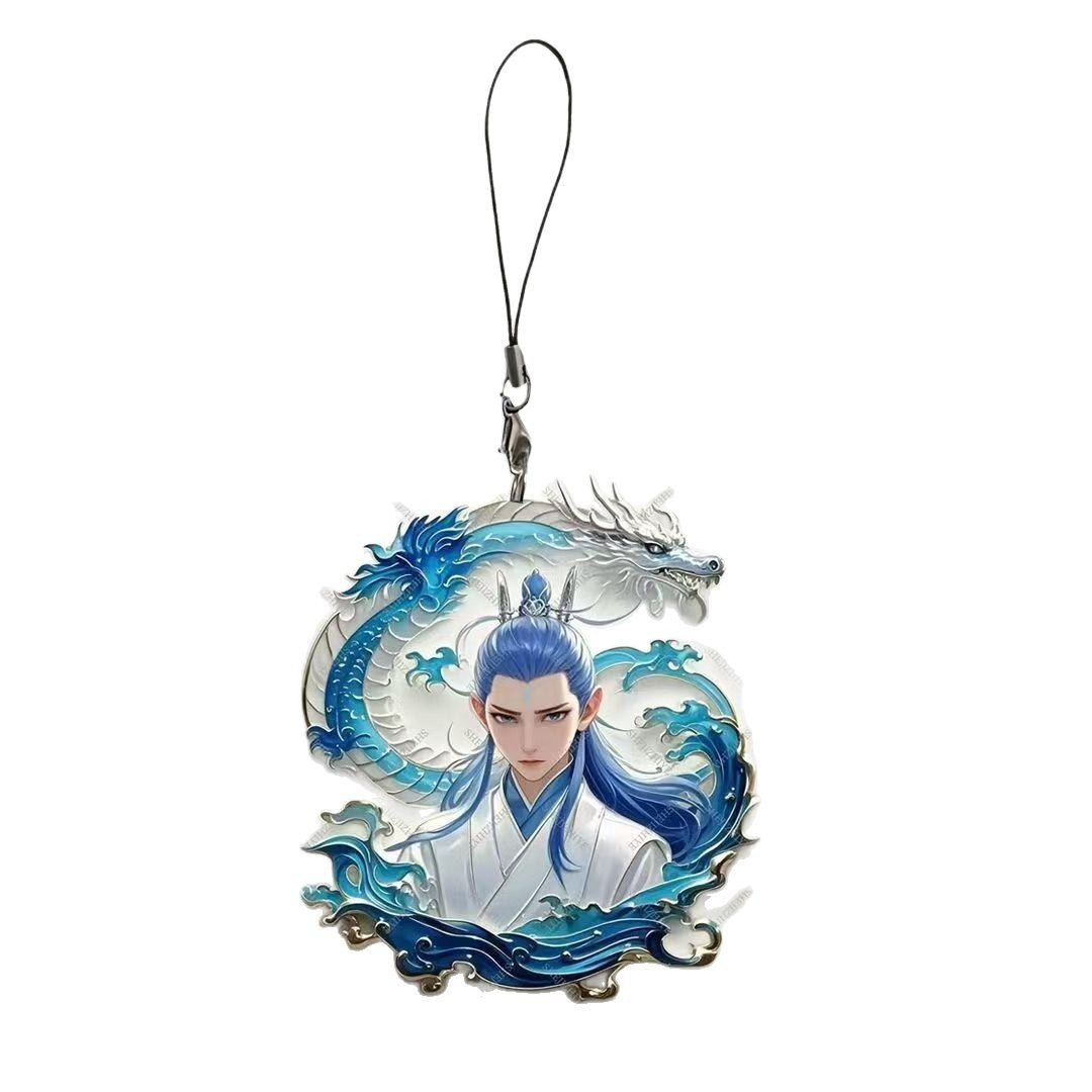 Nezha Devil Boy Naohai New Ao Bing Ao Guang Mobile Phone Chain High Color Value Handsome Acrylic Keychain Friends Gift