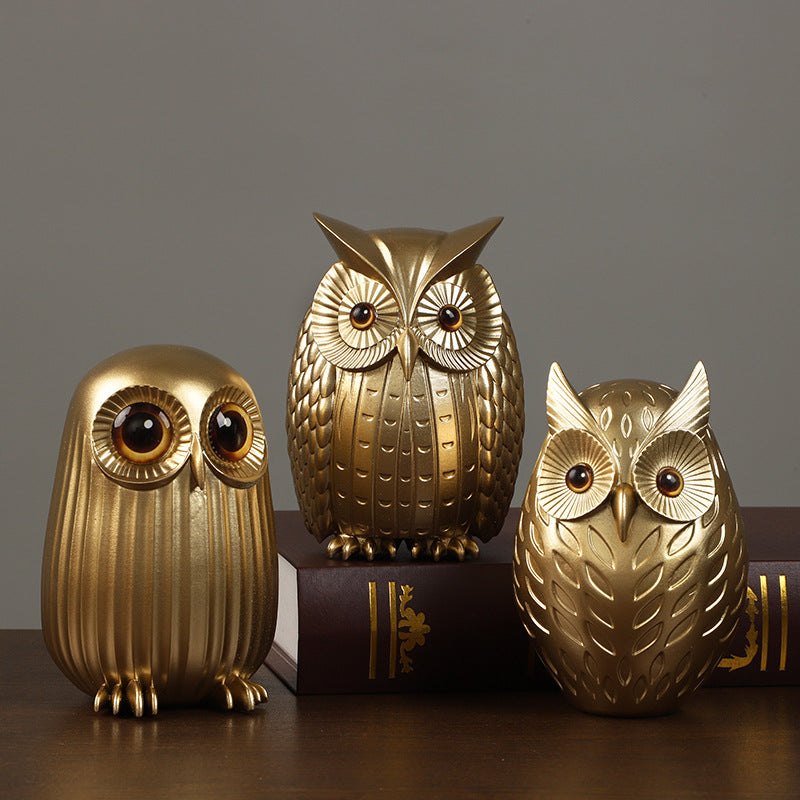 Cross-border Amazon Nordic Creative Resin Owl Ornaments Living Room TV Cabinet Bookshelf Desktop Home Decorations
