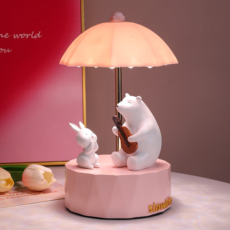 Cute Adorable Table Lamp LED Students Learning Desktop Writing Lamp Powder Girl Nightlight Bedroom Dormitory Bedside Lamp