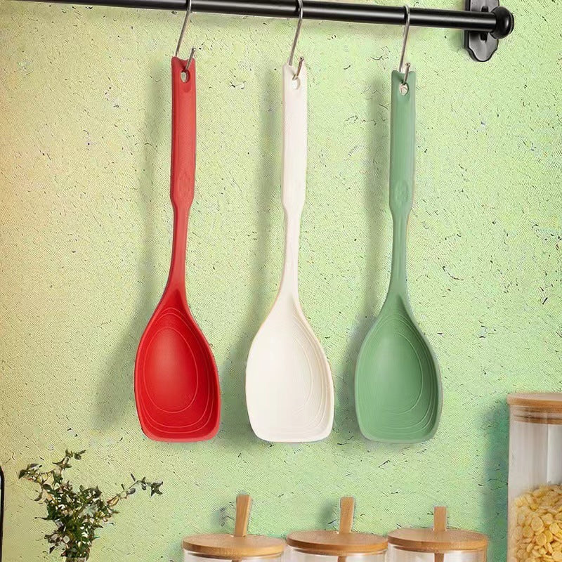 Multi-purpose One-piece Silicone Scale Shovel Spoon High Temperature Resistant Silicone Spatula Soup Spoon 2-in -1 Cooking Spatula Household Shovel Spoon