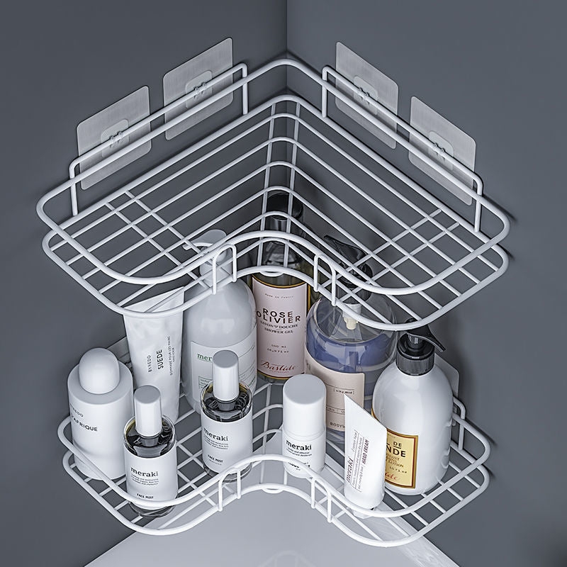 Wrought Iron Triangle Rack Corner Bathroom Bathroom Wall-mounted Kitchen Storage Rack Punch-free Kitchen Storage Rack