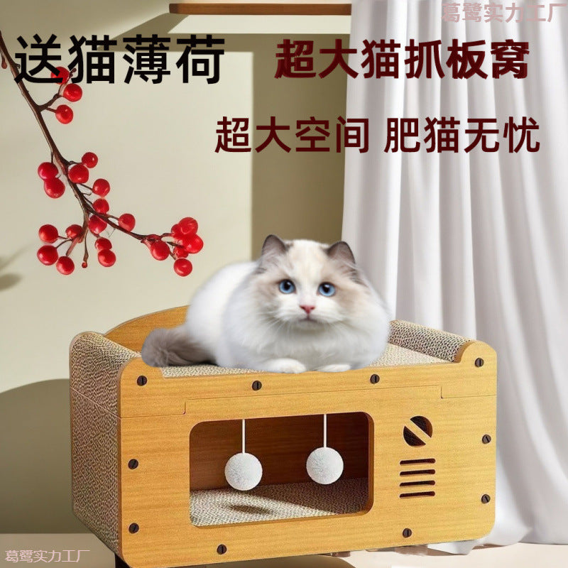 Cat Scratch Board Cat Nest One-in-One Super Two-in-One Large Corrugated Paper Cat Nest Wear-resistant Scratch-resistant Multi-cat Available For Pet