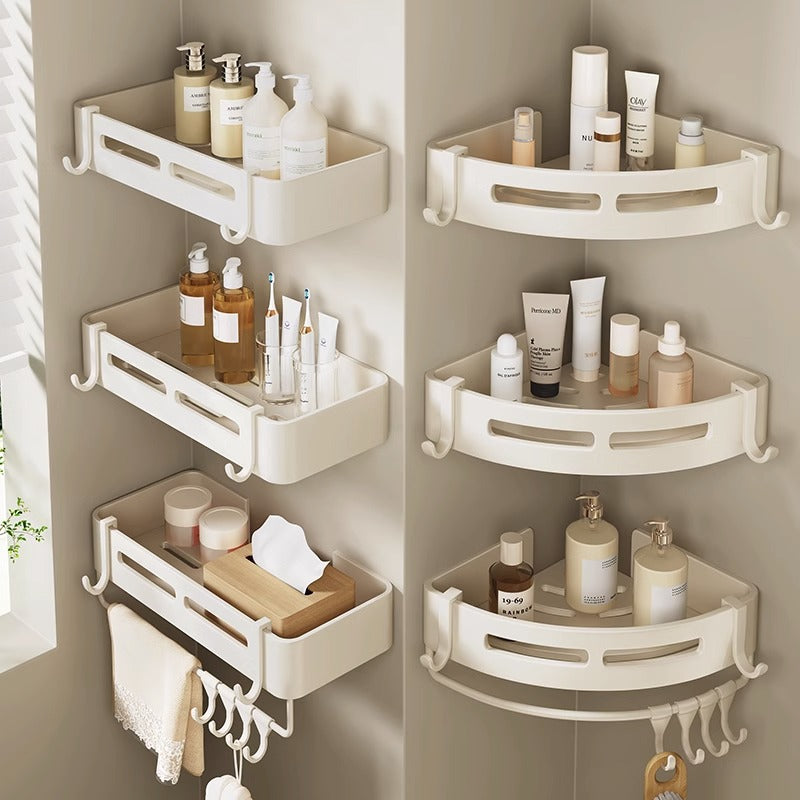Bathroom Bathroom Triangle Storage Rack Punch-free Wall Hanging Toilet Toilet Storage Rack Cream Style White