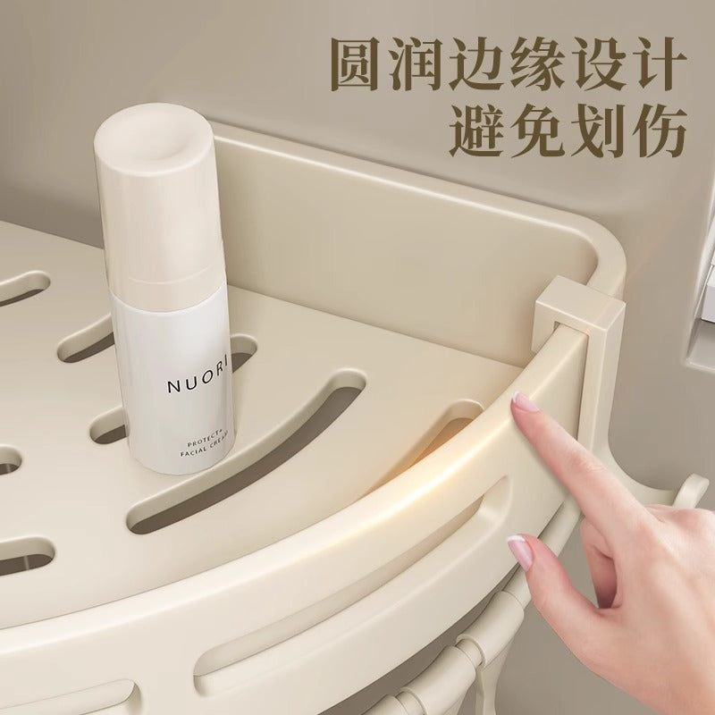 Bathroom Bathroom Triangle Storage Rack Punch-free Wall Hanging Toilet Toilet Storage Rack Cream Style White
