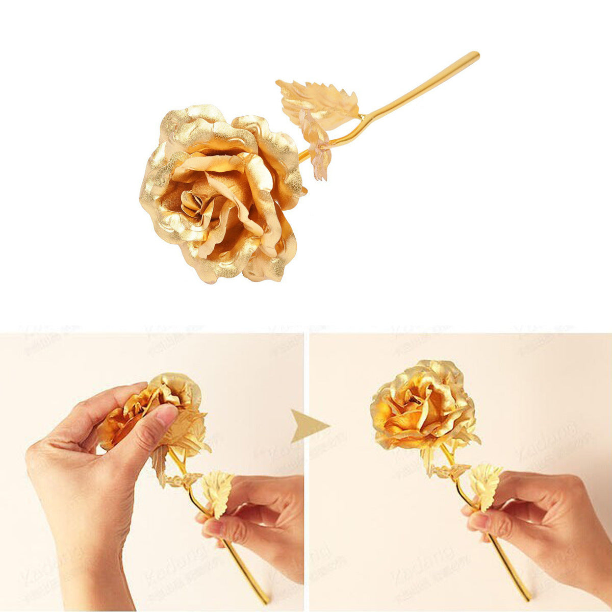 Gold Foil Rose Flower Large Gold Foil Flower Tanabata Gift Gold Rose Flower Chocolate Flower For Girlfriend Small Size