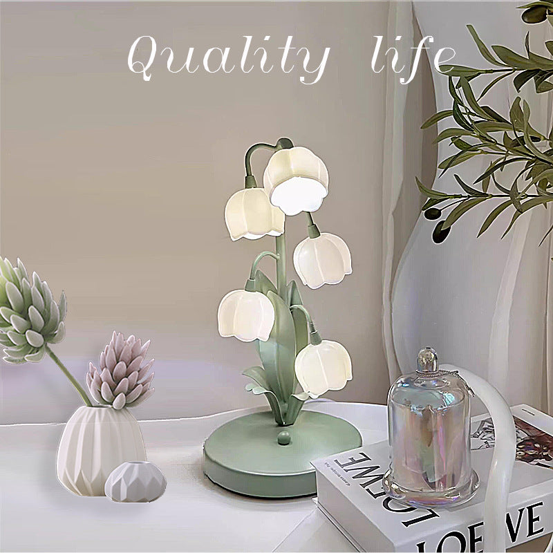 Cross-border Popular French Pastoral Table Lamp Ins Girl Bedroom Night Light Nordic Simple Internet Celebrity Atmosphere Bedside Lamp