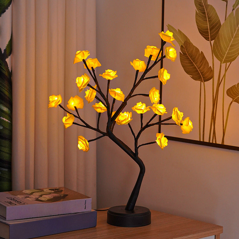 Cross-border Explosions Factory Direct USB Detachable LED Simulation Rose Tree Lamp Bedroom Gift Decoration Night Light