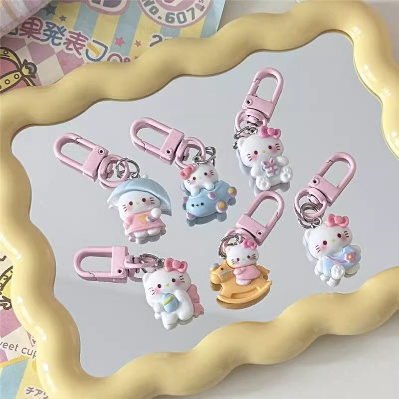 KT Cat Schoolbag Keychain Cartoon Cute Backpack Pendant Couple Small Gift Keychain Graduation Gift Wholesale