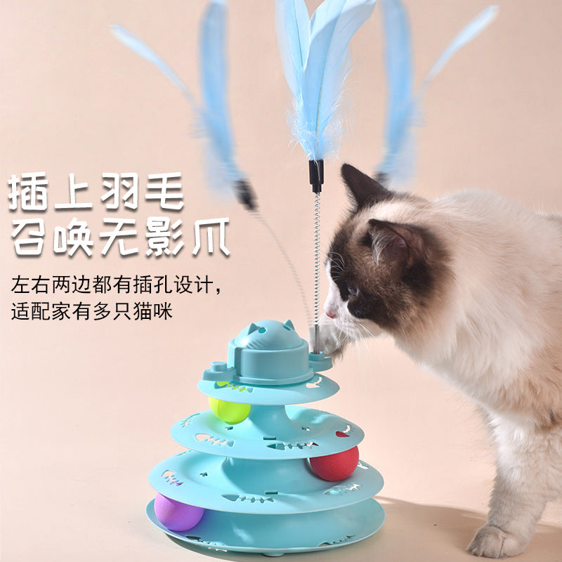 New Macaroon Color Four-layer Cat Turntable Cat Interactive Self-hi Boring Toy Educational Cat Toy Manufacturers