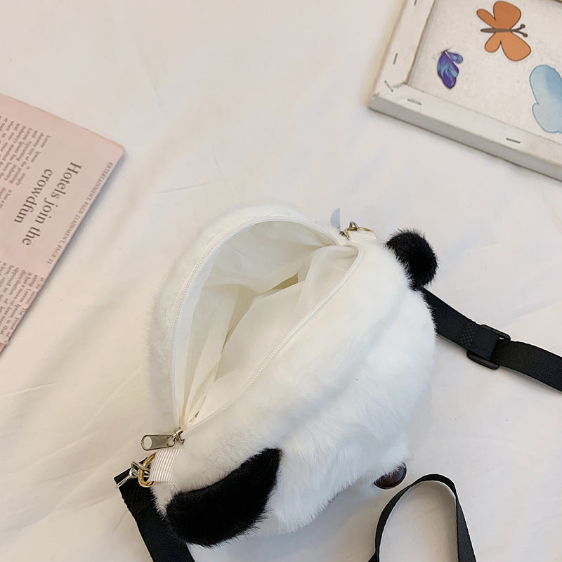 Cute Plush Toy Panda School Bag Doll Doll Crossbody Backpack Children's School Bag Cross Border Plush Bear Gift