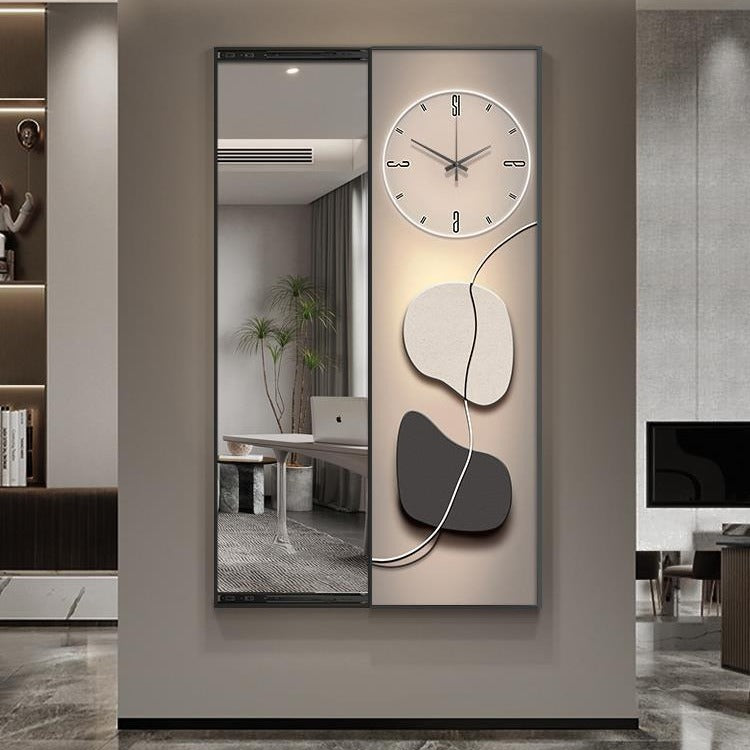 Modern Minimalist Hidden Full-body Mirror With Clock Decorative Painting Invisible Dressing Mirror Hallway Hanging Painting Fitting Mirror Painting