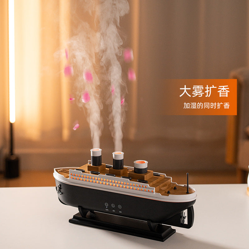 New Simulation Ship Smoke Ring Aroma Diffuser Desktop Creative Volcano Spray Jellyfish Cruise Fragrance Humidifier