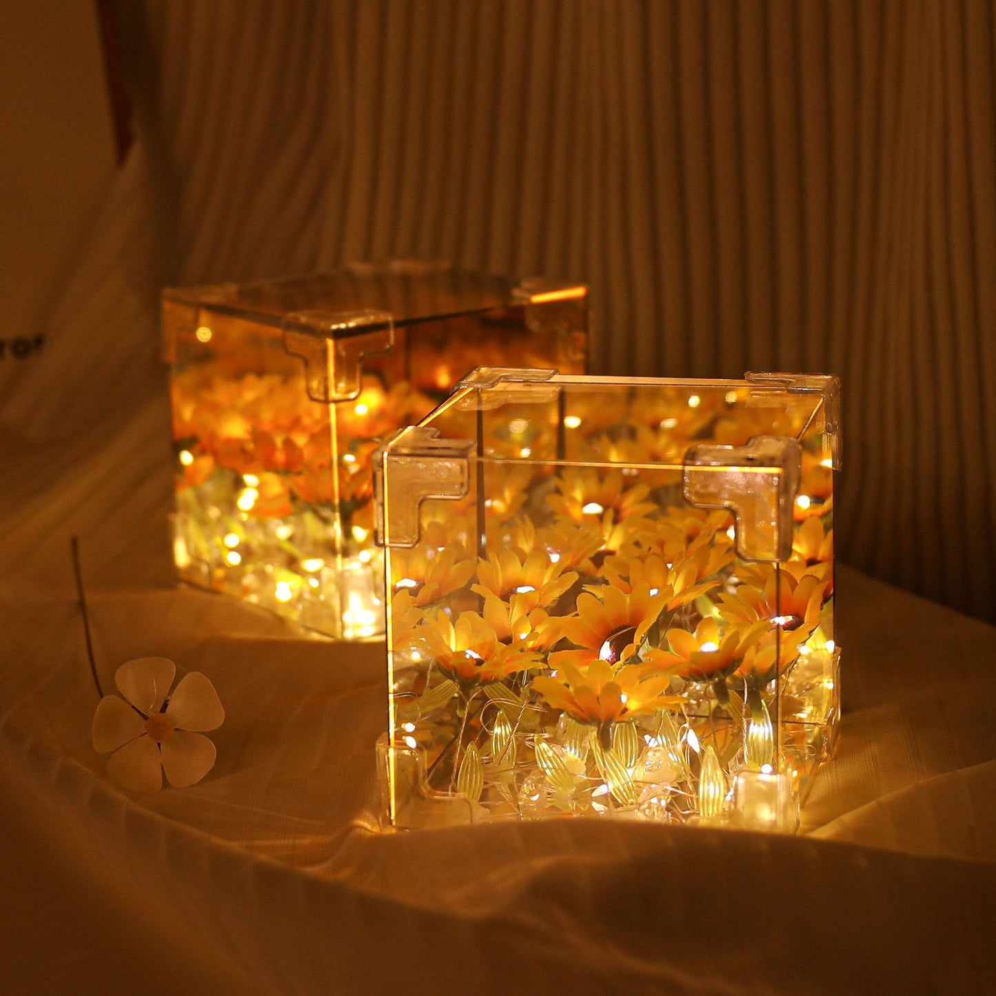Cube Rubik's Cube Sunflower DIY Handmade Light Acrylic Lens Flower Sea Mirror Night Light Valentine's Day Gift
