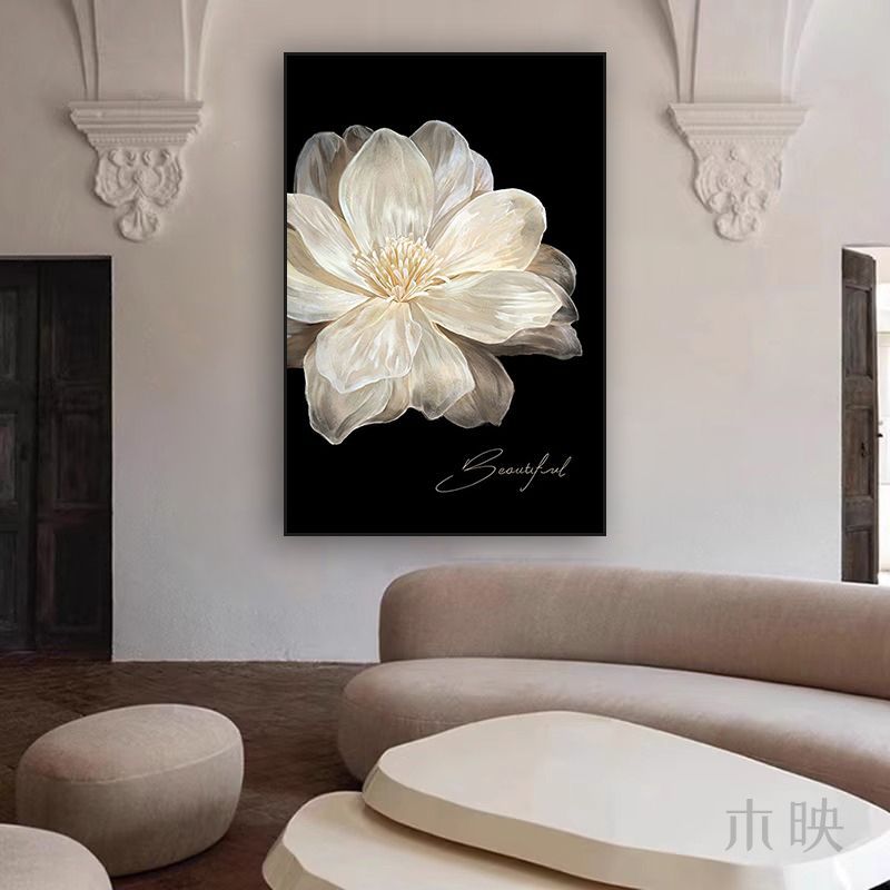 Fugui Camellia Decorative Painting Xiaoxiang Style Bedroom Studio Study Room Pendulum Painting French Living Room Dining Room Background Hanging Painting
