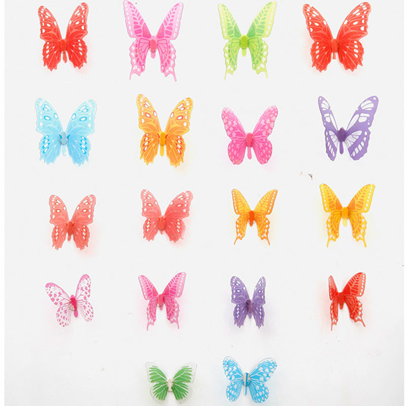 18 Black And White Color Glitter Three-dimensional Butterfly Wall Stickers Living Room Bedroom Wall Decoration Stickers Wall Layout Creative