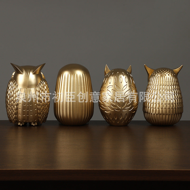 Cross-border Amazon Nordic Creative Resin Owl Ornaments Living Room TV Cabinet Bookshelf Desktop Home Decorations