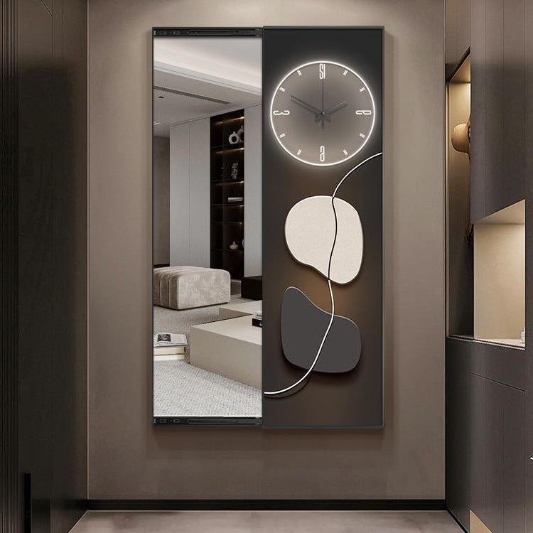 Modern Minimalist Hidden Full-body Mirror With Clock Decorative Painting Invisible Dressing Mirror Hallway Hanging Painting Fitting Mirror Painting