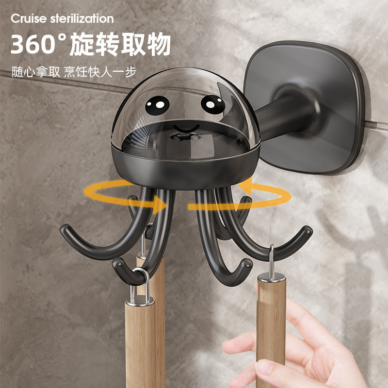 Six-Claw Hook Kitchen Rotatable Wall-mounted Octopus Hook Household Storage Hook Bathroom Toilet Sticky Hook