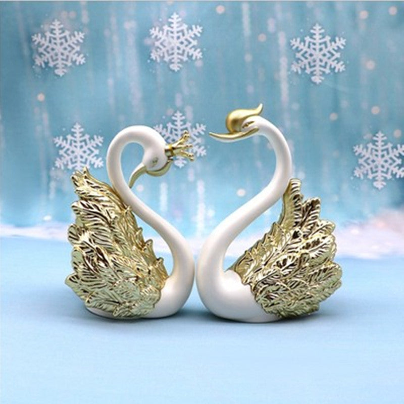 Internet Celebrity Style Crown Swan Cake Decoration Ornament Dessert Table Wedding Birthday Celebration Arrangement Photo Prop