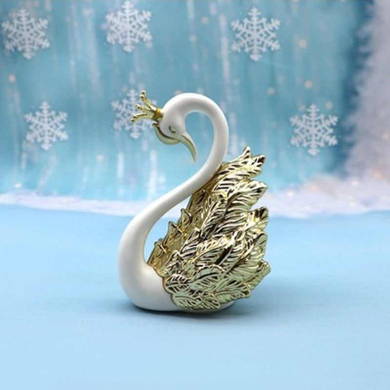 Internet Celebrity Style Crown Swan Cake Decoration Ornament Dessert Table Wedding Birthday Celebration Arrangement Photo Prop
