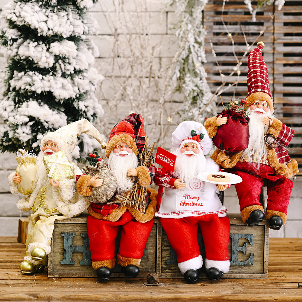 Haobei Christmas Decorations Standing Santa Claus Doll Ornaments New Santa Claus Ornaments Doll Ornaments