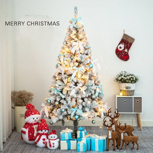 Christmas White Snow Spray Flocking Christmas Tree Simulation Artificial Cedar Tree Blue Encryption Package Pvc Christmas Tree