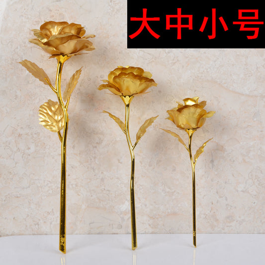 Gold Foil Rose Flower Large Gold Foil Flower Tanabata Gift Gold Rose Flower Chocolate Flower For Girlfriend Small Size