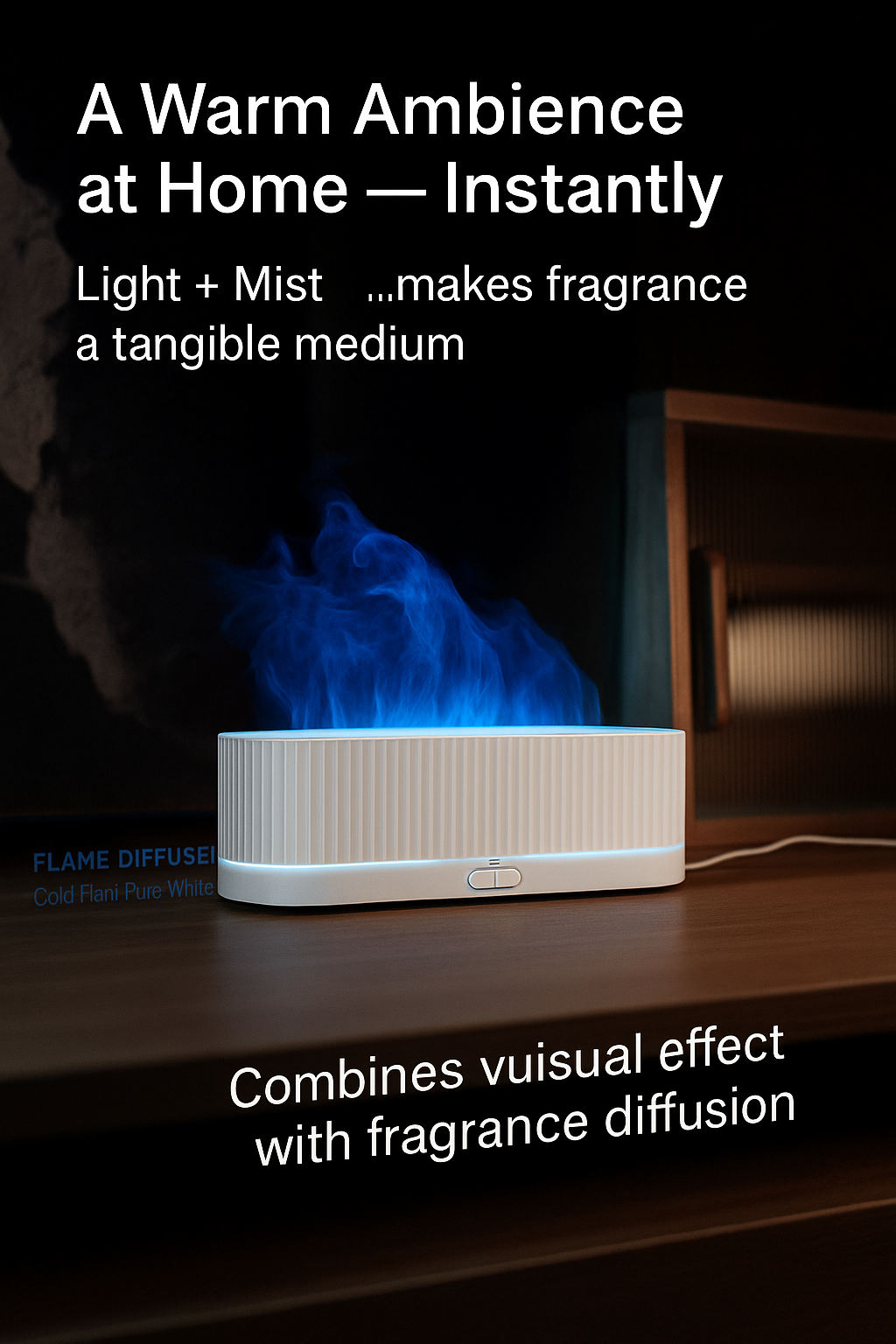 Flame Aromatherapy Machine Bedroom Desktop Atmosphere 3D Flame Projection Humidifier Desk Advanced Ornaments Diffuser