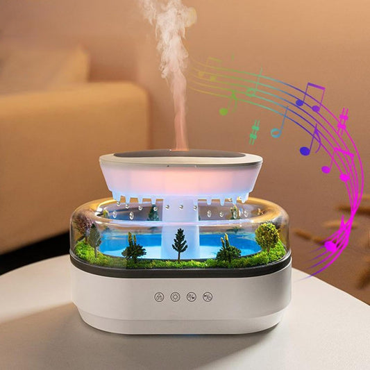 Cross-border Micro-landscape White Noise Humidification Aromatherapy Machine Ultrasonic Lights Raindrops Bedroom Essential Oil Fragrance Humidifier