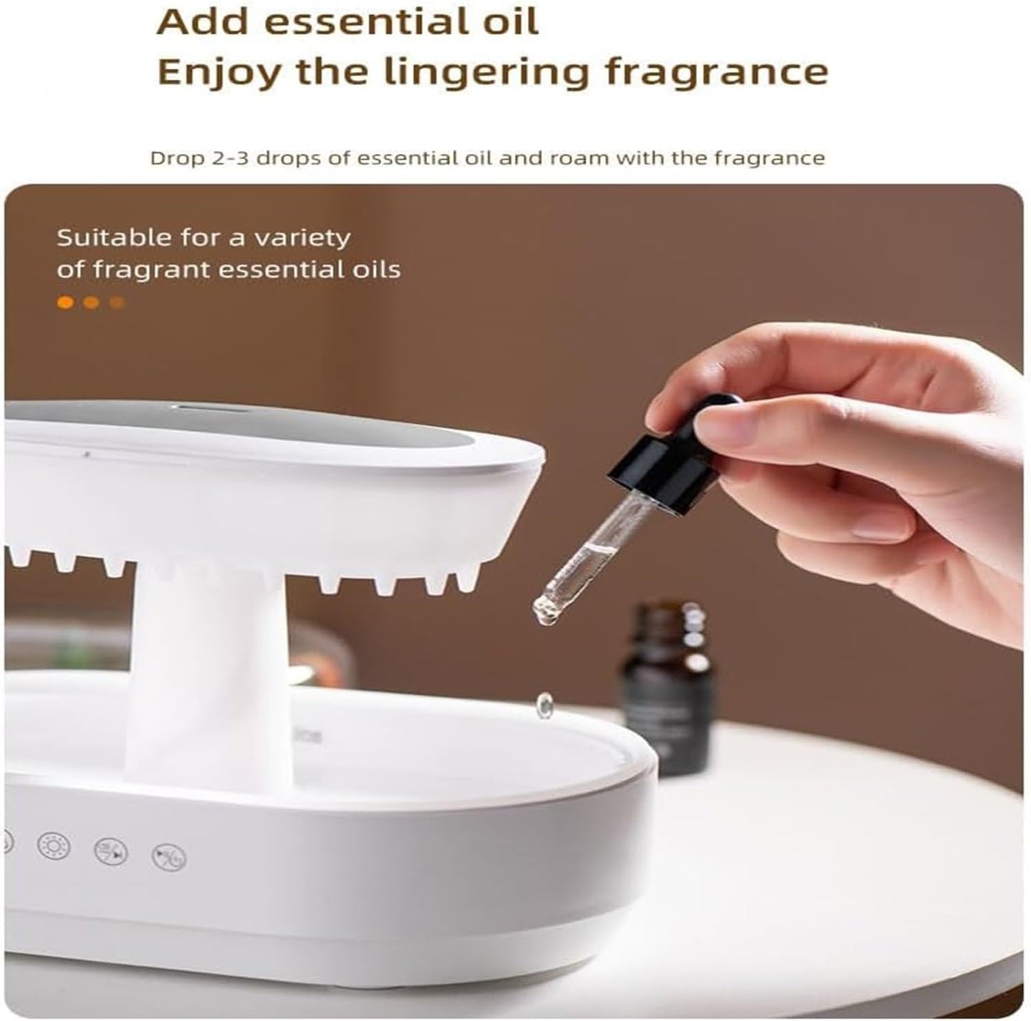 Cross-border Micro-landscape White Noise Humidification Aromatherapy Machine Ultrasonic Lights Raindrops Bedroom Essential Oil Fragrance Humidifier