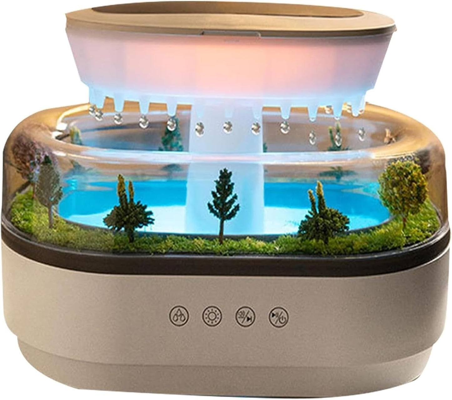 Cross-border Micro-landscape White Noise Humidification Aromatherapy Machine Ultrasonic Lights Raindrops Bedroom Essential Oil Fragrance Humidifier