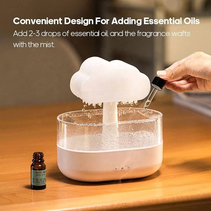 New Product Raindrop Aroma Diffuser USB Colorful Mushroom Cloud Simulation Rain Home Desktop Ultrasonic Atomization Humidifier
